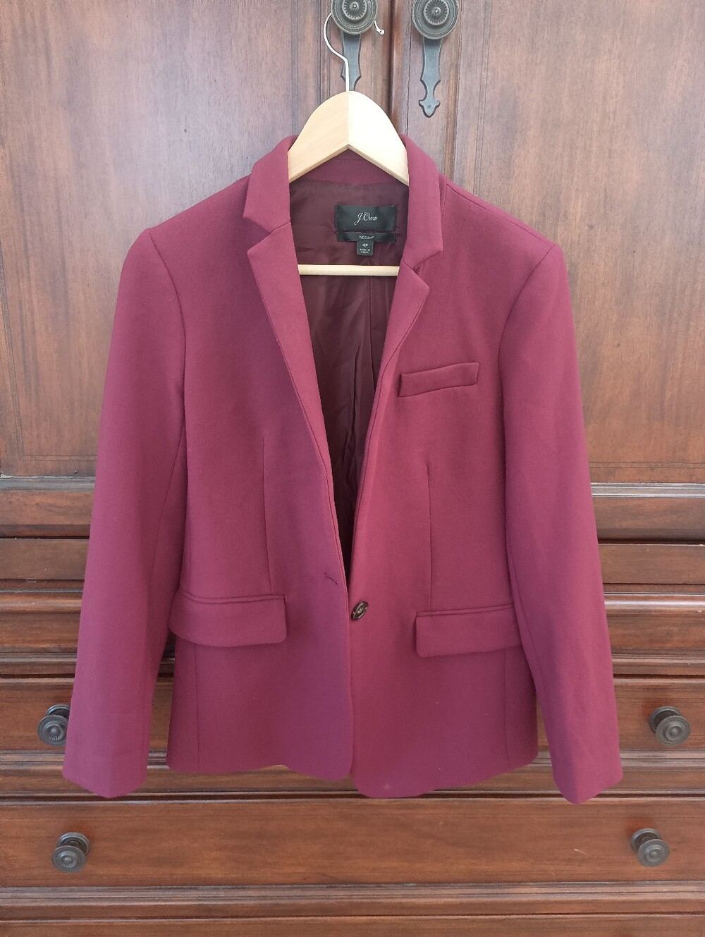 J.Crew Women's Burgundy Regent Blazer in Four-Season Stretch - Size 4 Petite